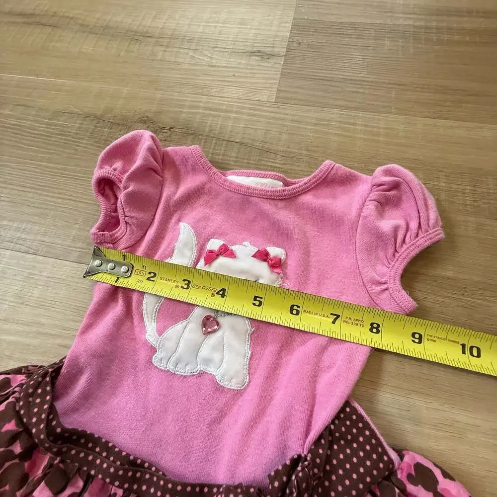 Vintage Bonnie Baby Pink Kitty Cat Leopard Tutu Print Dress